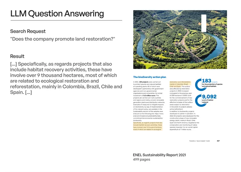 LLM Question Answering NLP for ESG CSRD insights