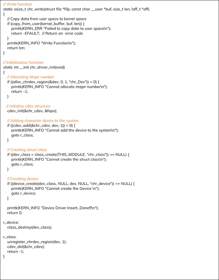 Linux Character Device Driver – Code Implementation